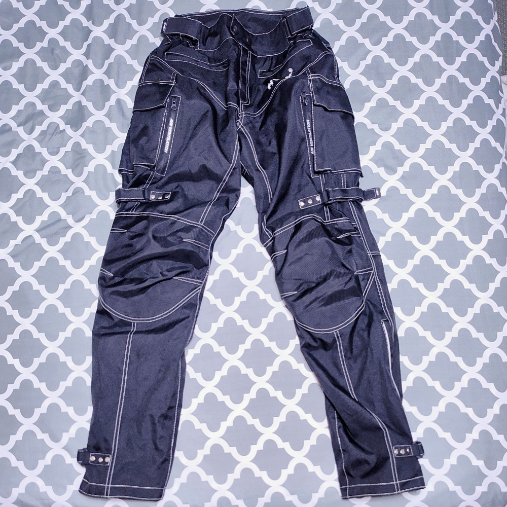 HWK Motorcycle Pants Sz S 30w / 32 Inseam Black Cordura Armor *Read Description* - Picture 3 of 15